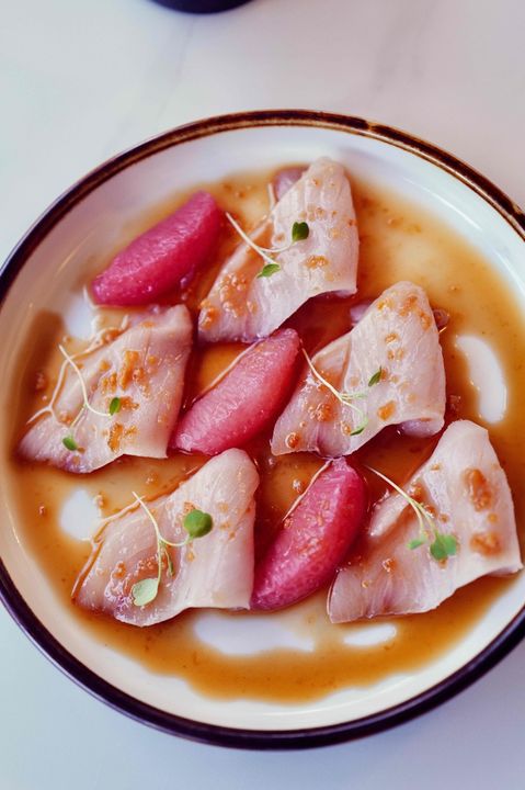 Hamachi tataki with mustard-miso sauce 日式油甘鱼炙烤刺身 4oz